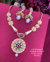 AD Diamond Designer Golden Necklace 4 Wholesale Price In Surat
